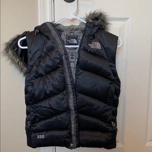 North Face black sleeveless puffer